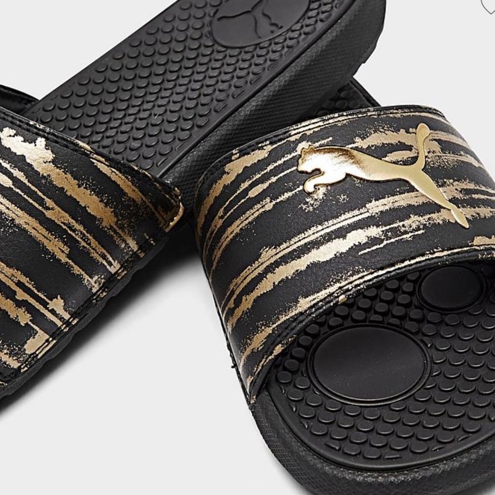 New Women's Puma Cool Cat Slides Sandals Gold Colored - Picture 3 of 16